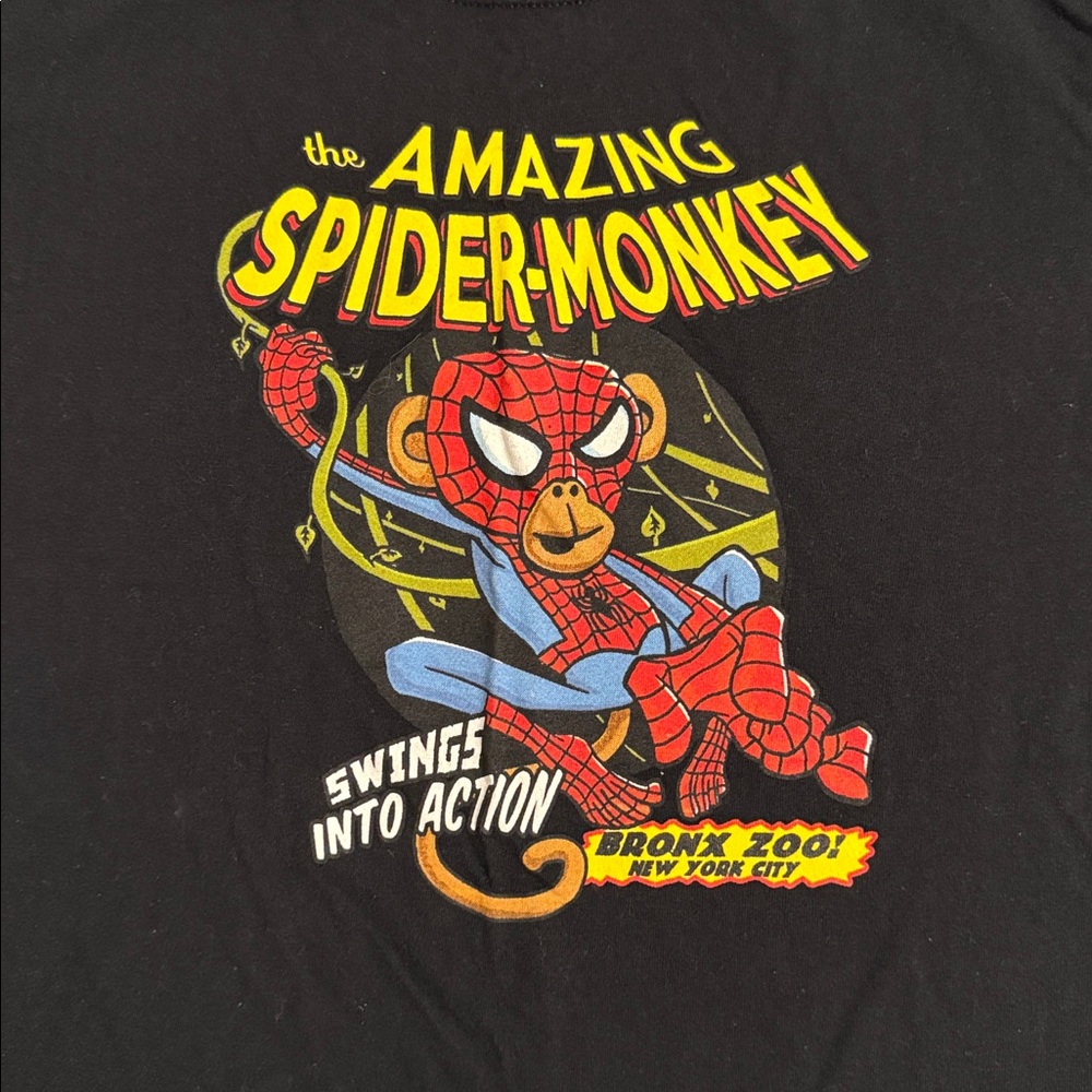 The Duck Company Amazing Spider-Monkey Kids T-Shirt - Black. Youth Large